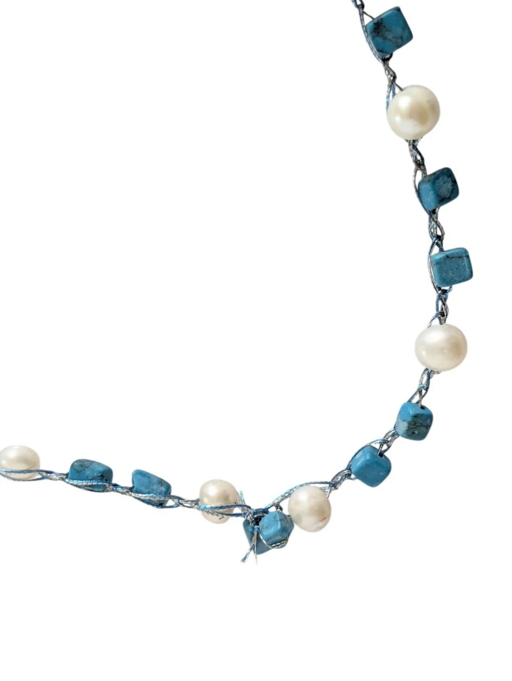 Turquoise And Pearl Bead Necklace